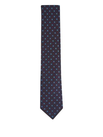 Canali geometric-pattern silk tie - Grey