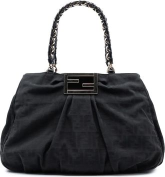 Fendi Borsa tote Mia con motivo Zucca e catena 2000-2010 - Nero