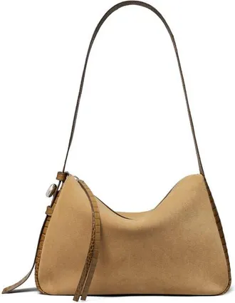 Tory Burch Romy Suede Shoulder Bag in Stone at Nordstrom
