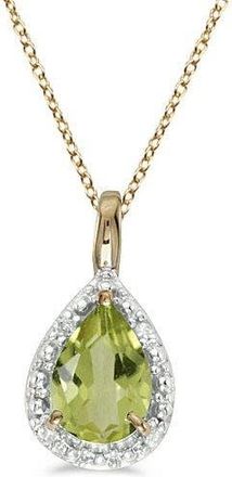Allurez Pear Shaped Pendant Necklace in 0.85Ct, Peridot, Yellow Gold at Nordstrom, Size 18