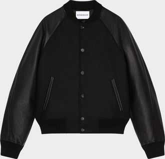 Givenchy Men & apos;s Mixed Material Wool and Leather Bomber Jacket