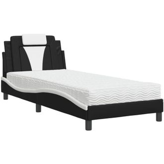 vidaXL Cama Viana Con Colch&oacute;n Cuero Sint&eacute;tico Negro Y Blanco 80x200 Cm Vidaxl
