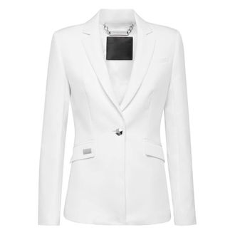 Philipp Plein Jassen, Dames, Wit, M, Leer, Wild Dream Signature Blazer