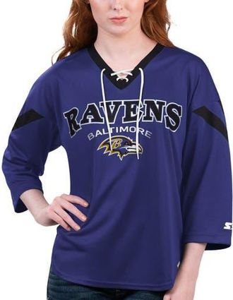 Starter Womens Starter Purple Baltimore Ravens Rally Lace-Up 3/4 Sleeve T-Shirt at Nordstrom, Size Xx-Large