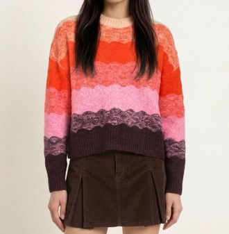 Suncoo Panayo Sweater In Orange / Dark Brown / Pink