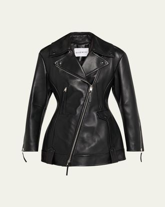 Givenchy Leather Cocoon Waisted Biker Jacket