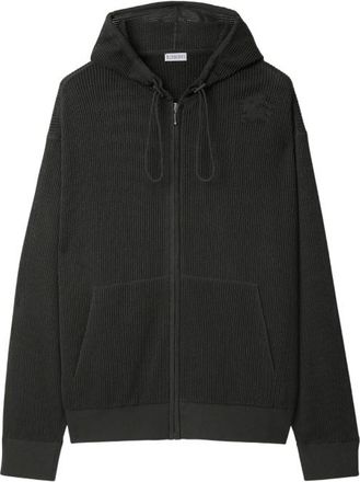 Burberry Silk-Cotton Mesh Zip-Up Hoodie, Size Medium