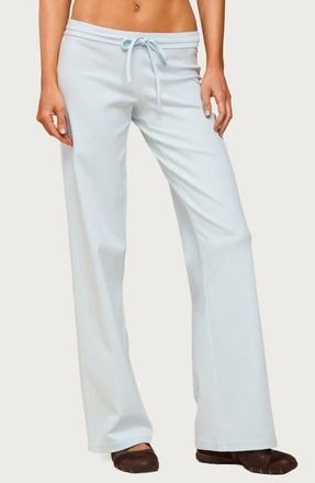 Edikted Claudia Stretch Cotton Straight Leg Drawstring Pants in Light-Blue at Nordstrom, Size X-Small