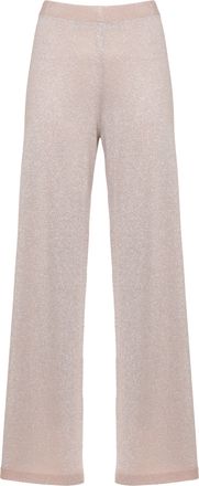 D.exterior Beige Lurex Straight-Leg Pants