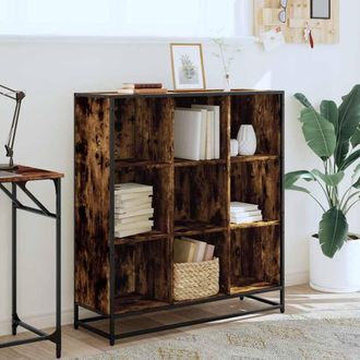 Berkfield Home Modern Bookcase Smoked Oak 97.5x33x107.5 cm Engineered Wood & Metal in Brown