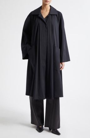 Nour Hammour Jane Graceful Stretch Cotton & Nylon Coat in Black at Nordstrom, Size X-Small