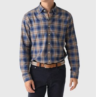 Johnnie-O Angelos Flannel Button Down Shirt In Hazelnut