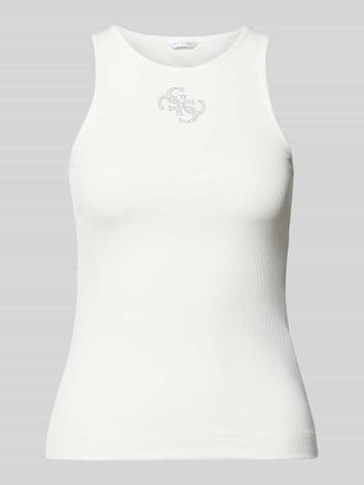 Guess Tanktop in Ripp-Optik mit Logo in Weiss, Gr&ouml;&szlig;e XL