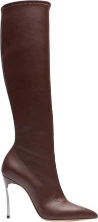 Casadei Blade To the Knee Boots - Dames - Laarzen met Hak - Bruin - 41 EU - Leer - Schoenen