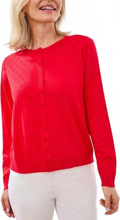 Tribal Pointelle Knit Cardigan In Rouge