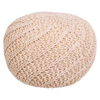 Wanderlust Deco Wanderlust Deco - Puff De Algod&oacute;n Trenzado Color Crema 45x45x30