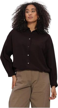 Summum Overhemden, Dames, Bruin, M, Blouse Viscose Twill