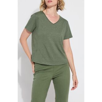 Lyss&eacute; Cyrus Box Cut V-Neck T-Shirt in Stone Green at Nordstrom Rack, Size X-Small