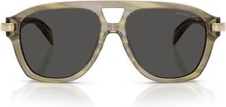 Michael Kors Grenada 56mm Aviator Sunglasses in Olive Horn /Grey Mono at Nordstrom