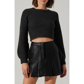 ASTR the Label Eila Bow Back Wool Blend Crop Sweater in Charcoal at Nordstrom Rack, Size Large