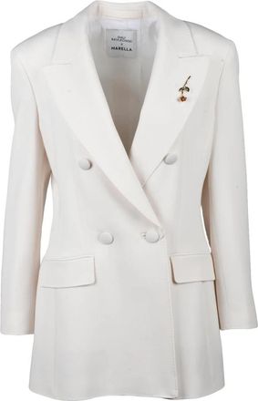 Marella Getailleerde Blazer - Dames - Blazers - Wit - S - Leer - Jassen