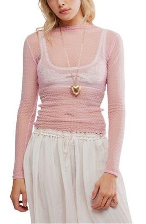 Free People Minding My Business Sheer Top in Tickled Pink at Nordstrom Rack, Size Large