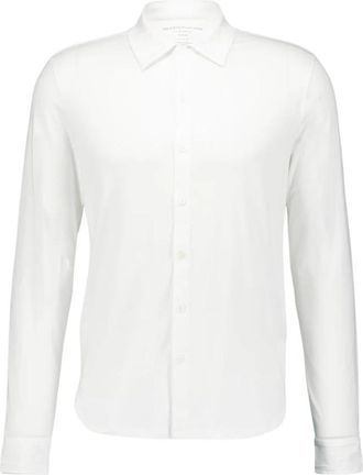 Majestic Filatures Witte Katoenen Ambachtelijke Geverfde Shirt - Heren - Zakelijke Overhemden - Wit - L - Katoen - Overhemden