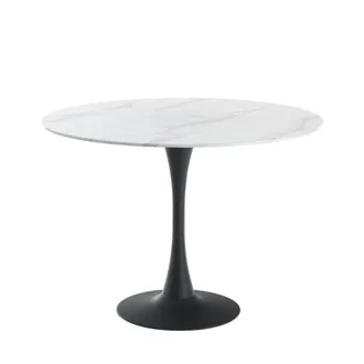 Oresteluchetta Mesa redonda de cristal templado con acabado m&aacute;rmol cm. Al.75 x &oslash;.90