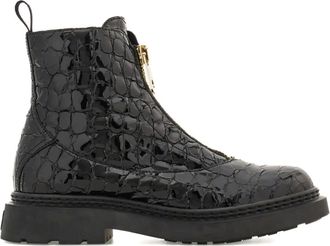 Ferragamo Laarzen met krokodilleneffect - Zwart