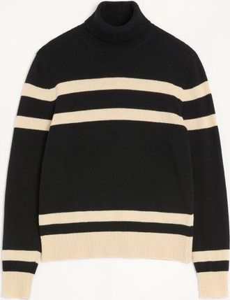 Valentino Maglione Collo Alto Valentino In Lana Con Ricamo VLogo Uomo NERO/BURRO XXL