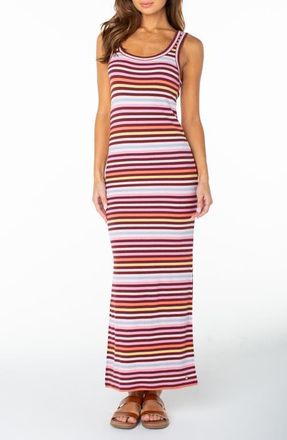 Roxy Balboa Stripe Rib Maxi Dress in Port at Nordstrom, Size X-Small