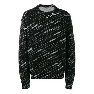 Balenciaga Jacquard Logo Crewneck Sweater Black 555381T15241070
