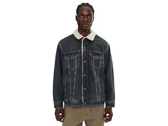 Levi's Relaxed Fit Sherpa Trucker Mens Clothing Night Shadows : LG, Cotton/Denim