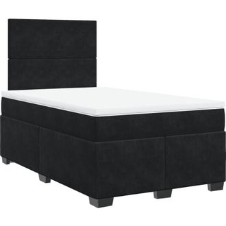 vidaXL Cama Box Spring Con Colch&oacute;n Terciopelo Negro 120x190 Cm Vidaxl