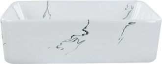 Beliani Beliani - Lavabo Sobre Encimera Ba&ntilde;o Cer&aacute;mica Blanco Efecto M&aacute;rmol 49 X 38 Cm Hopi