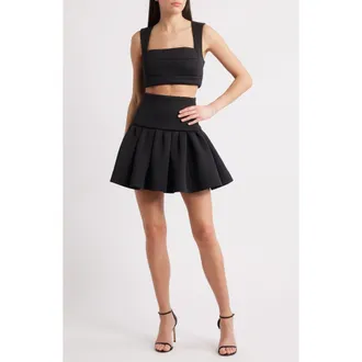 Black Halo Pamina Crop Top & Skater Miniskirt Set at Nordstrom, Size 10