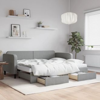 vidaXL Vidaxl - Sof&aacute; Cama Nido Con Cajones Tela Gris Claro 90x200 Cm