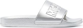 Moschino embossed-logo slides - men - Rubber/Rubber/Rubber - 41 - Silver
