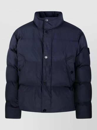Stone Island short nylon down jacket high collar