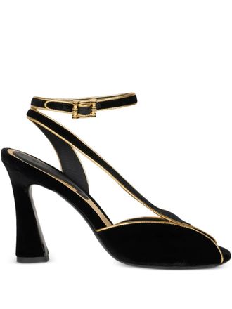 Etro 90mm metallic-trim velvet high-heeled sandals - Black