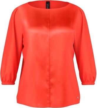Marc Cain Overhemden, Dames, Rood, XS, Feminine Blouse in Pure Silk