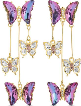 Eye Candy Los Angeles Abby CZ Butterfly Drop Earrings in Purple at Nordstrom Rack