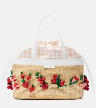 Aquazzura Botanica Medium raffia tote bag