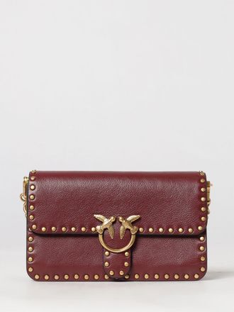 Pinko Love One Slouchy Mini Bag in Leather with Monogrammed Embroidery and Love Birds Logo