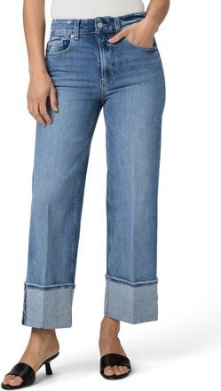 Paige Sasha Cuffed High Waist Ankle Wide Leg Jeans in Poet at Nordstrom, Size 29