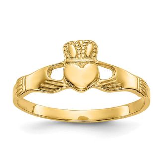 Diamond2Deal 14k Yellow Gold Polished Ladies Claddagh Ring