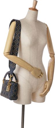 Dior Pre-owned Womens Lady Studded Denim Handbag - Dark Grey Cotton - One Size