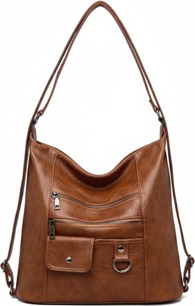 Generic Ladies Soft Leather Shoulder Bag - Large Capacity Tote in Brown for Work, Travel, and Casual Wear