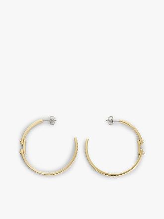 Tommy Hilfiger Pendientes de aro estriados chapados en oro