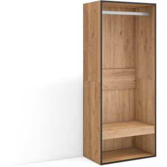 Skraut Home Vestidor Abierto, Ropa, Zapatos, Complementos, 60x145x35 Cm, Dormitorio, Habitaci&oacute;n, Armario, Perchero, Estilo Moderno, Roble - Skraut Home